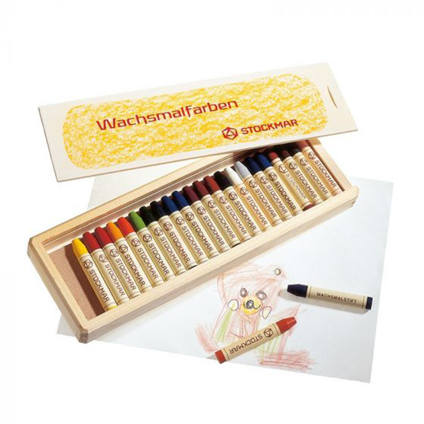24 Stockmar Stick Crayons in Wooden Box