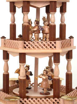 Natural 2 Tier Christmas Pyramid with Angels