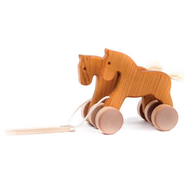 Double Horses Pull Toy Light Brown (Bajo)