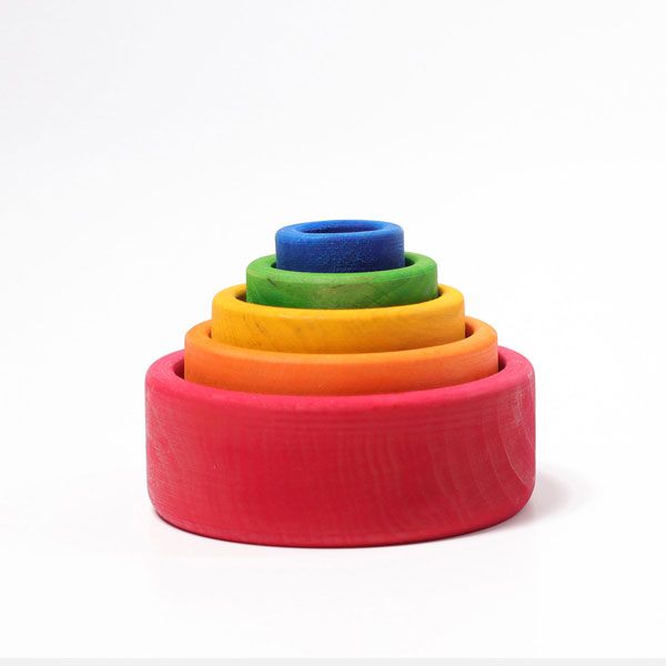 Rainbow Stacking Bowls Red to Blue (Grimm's)