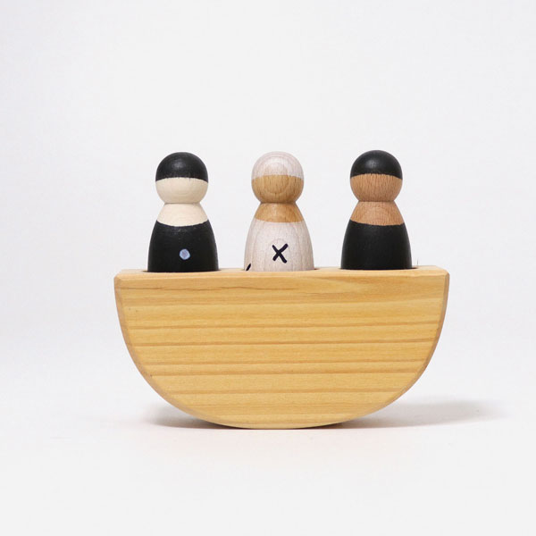 Monochrome Friends in a Boat Rocking Toy  (Grimm's)