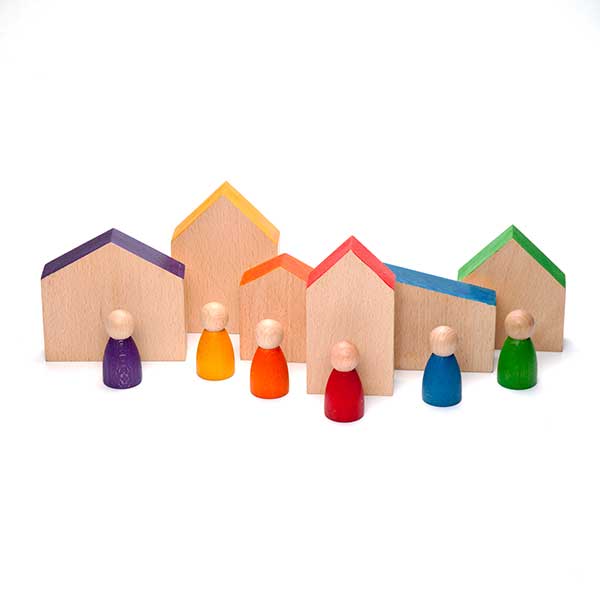 Wooden Houses and Nins Peg People (Grapat)