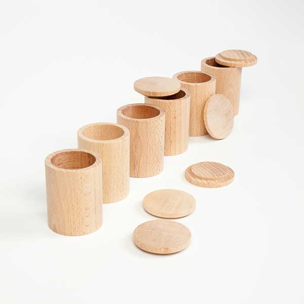 Natural Wooden Sorting Cups with Lids (Grapat)