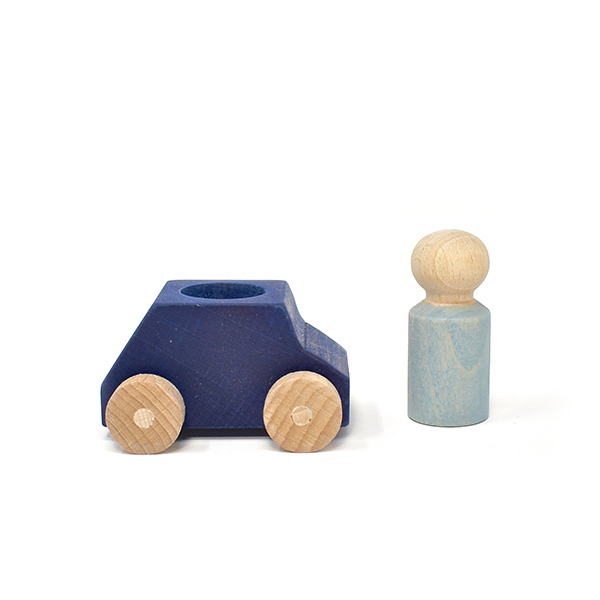 Lubulona Blue wooden car with figure