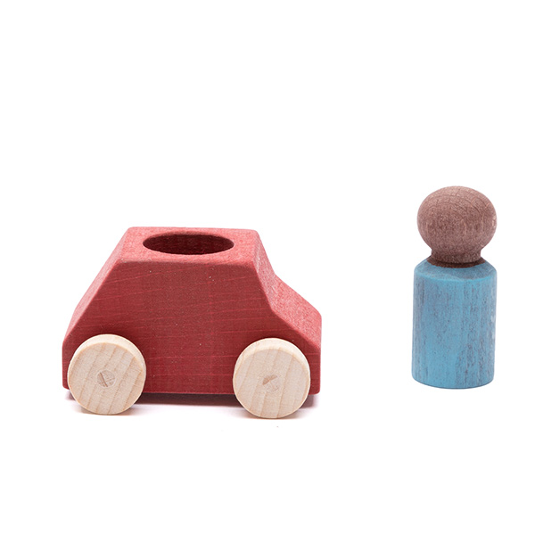 Lubulona Red wooden car with figure