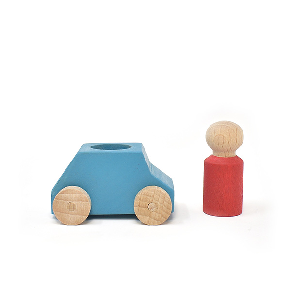 Lubulona Sky Blue wooden car with figure