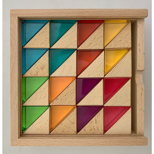 Wood and Lucite Small Triangles 32 pc (Papoose) 15% Off