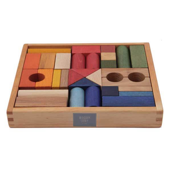Small Block Set Rainbow 30pcs (Wooden Story)