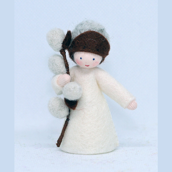 Pussy Willow Prince Felt Doll Holding Flower Light 20% off