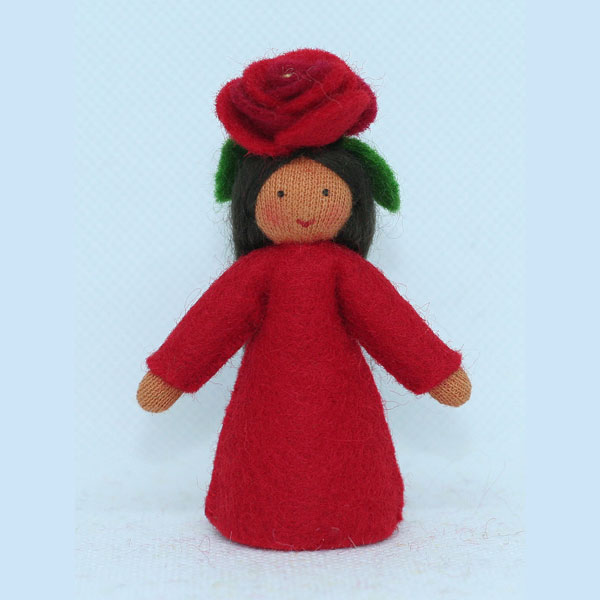Red Rose Fairy Felt Doll Flower Hat Medium