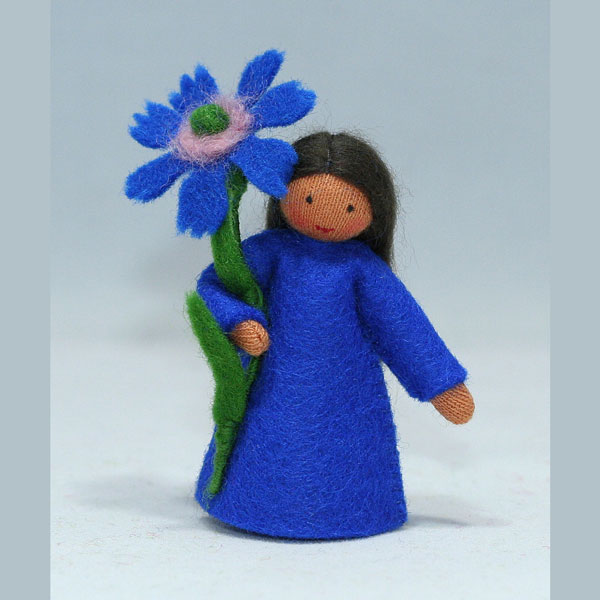 Cornflower Fairy Felt Doll with Flower Medium
