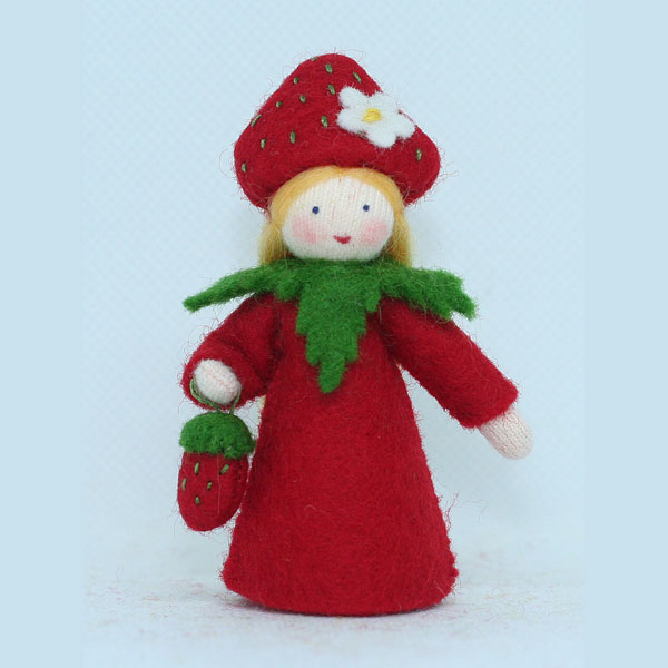 Strawberry Fairy with Berries Felt Doll Light