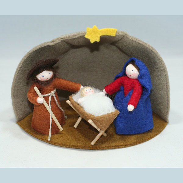 Holy Family with Stable Felt Doll Nativity Set