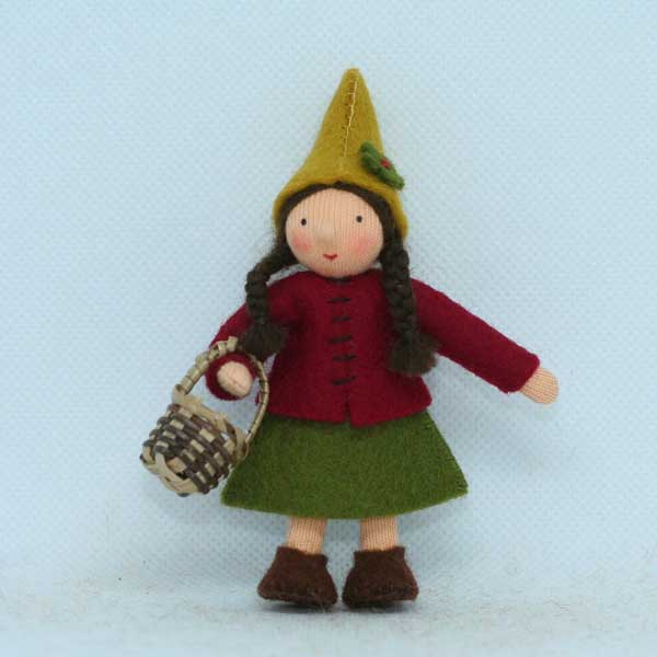 Forest Gnome Mother with Basket Felt Doll
