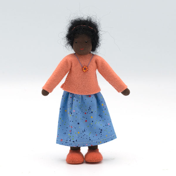 Mother Dark with Black Hair Dollhouse Doll