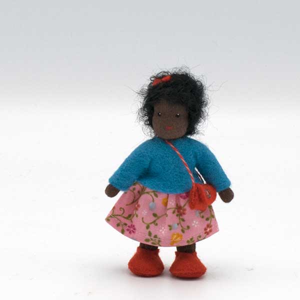 Dark Girl with Black Hair Dollhouse Doll