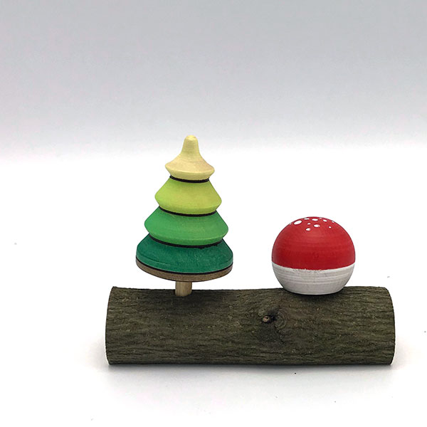 Tree and Spotted Mushroom Spinning Tops with Stand (Mader) 20% off