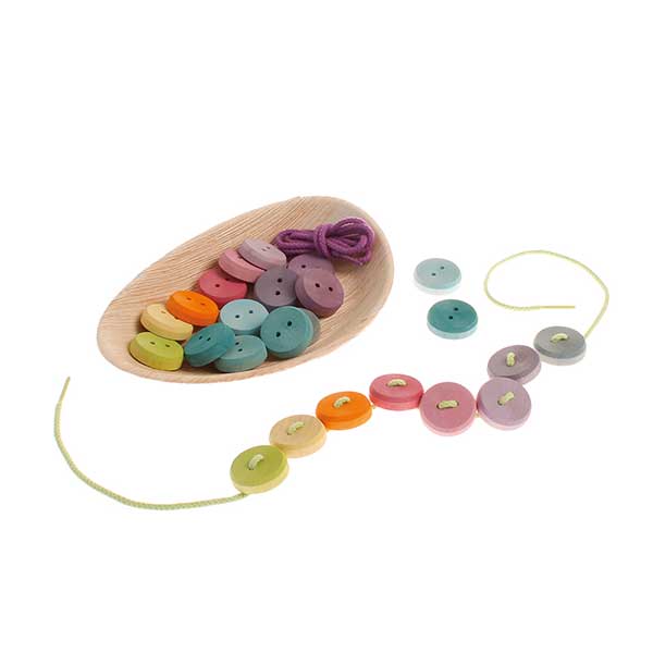 Wooden Lacing Buttons Pastel (Grimm's)