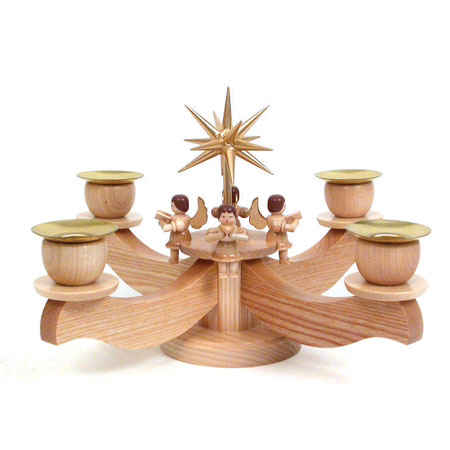 Natural Advent Candelabrum with Seated Angels