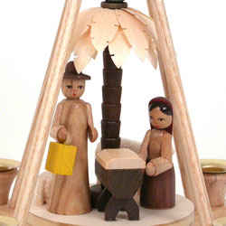 Small Natural Christmas Pyramid with Nativity Scene