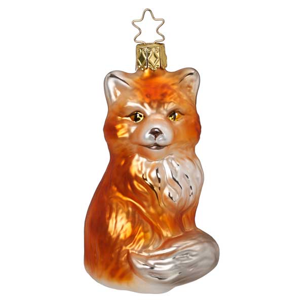 Furry Fox Glass Ornament