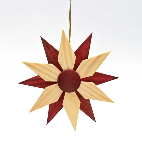 Hanging Star Ornaments Red and Natural
