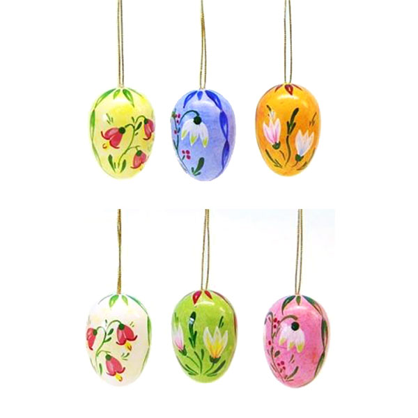 Small Wooden Easter Eggs with Floral Motif (6)