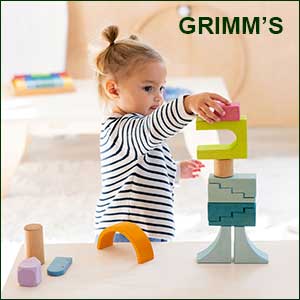 Grimm's toys for play including building world and pastel duo sets” class=