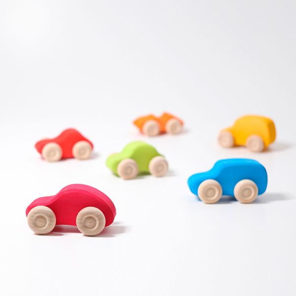 Six Colored Wooden Cars (Grimm's)
