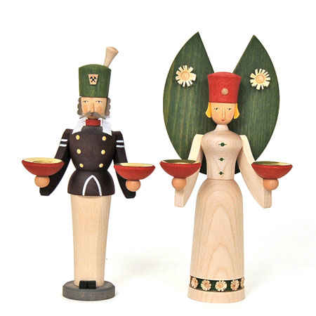 Angel and Miner Candleholders