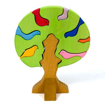 Bird Tree Puzzle Colored