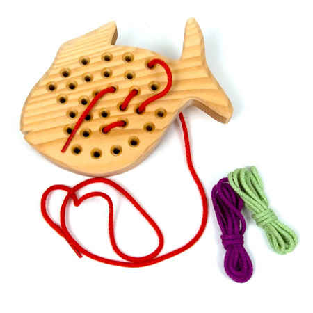 Wooden Fish Lacing Game