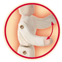 Fabric-coated elastic allows the limbs to move