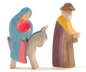 Mary on the Donkey and Joseph Walking Nativity Pair