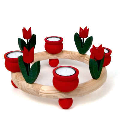 Red Tulip Decoration for Tealight Ring