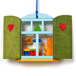 Teddy Bear and train Christmas tree ornament