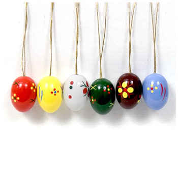 Painted Wooden Easter Eggs (Set of 6)