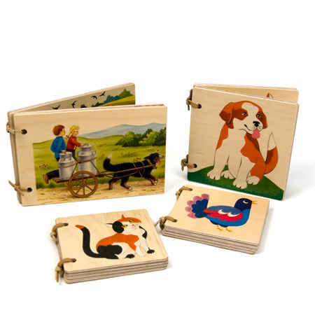 The library of Fischer wooden books in varying sizes. Sold individually.