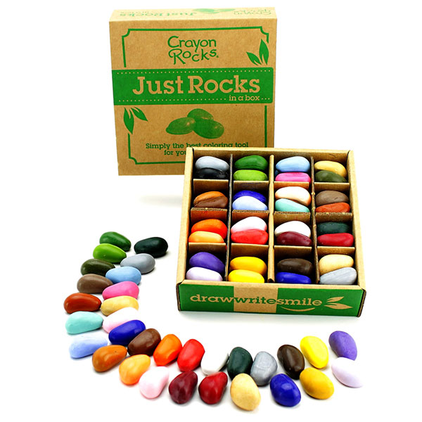 Just Rocks in a Box 32 Pairs Colors - Eco Soy Rock Crayons 64 pieces ( —  Oak & Ever