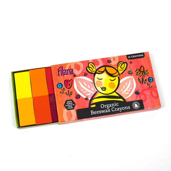 Filana (12 Stick Crayons) Organic Beeswax Stick Crayons, Natural, Non Toxic, SAF