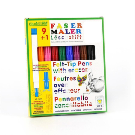 Felt Tip Markers 9 + 1 Eraser