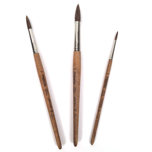 Round Tip Paint Brushes Cow Hair (3)