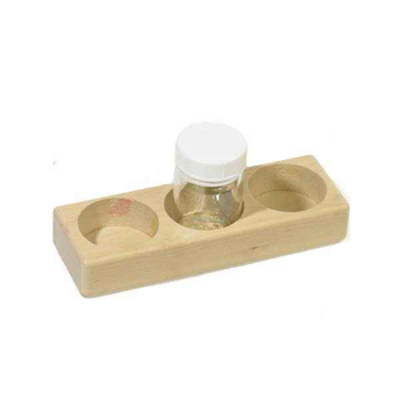 Wooden Holder with Three Paint Jars