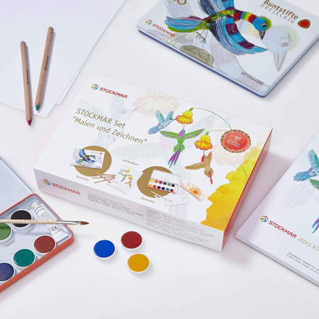 Stockmar Painting and Drawing Set - Opaque Colors & Triangular Colored Pencils