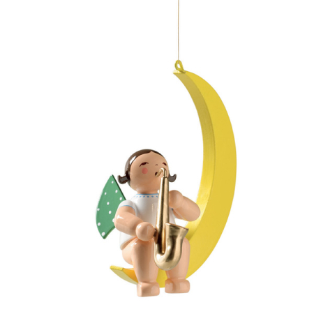 Christmas Tree Angel with Saxophone in Moon (Wendt und Kuehn)