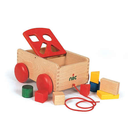 Shapes Pull Wagon Sorting Toy Red