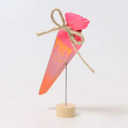 Neon Pink School Cone Birthday Ring Ornament