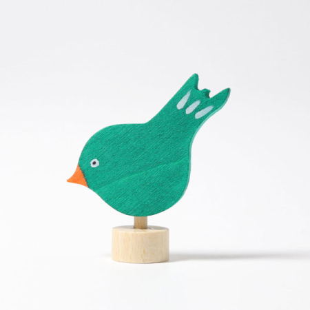 Pecking Green Bird Ornament for Birthday Rings