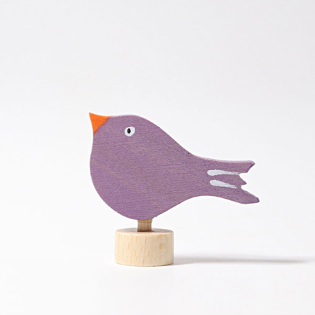 Sitting Purple Bird Ornament for Birthday Rings