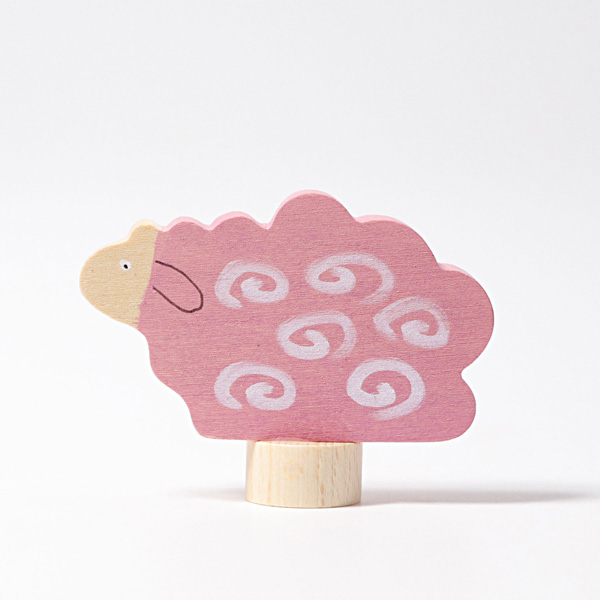 Lying Pink Sheep Ornament for Birthday Rings